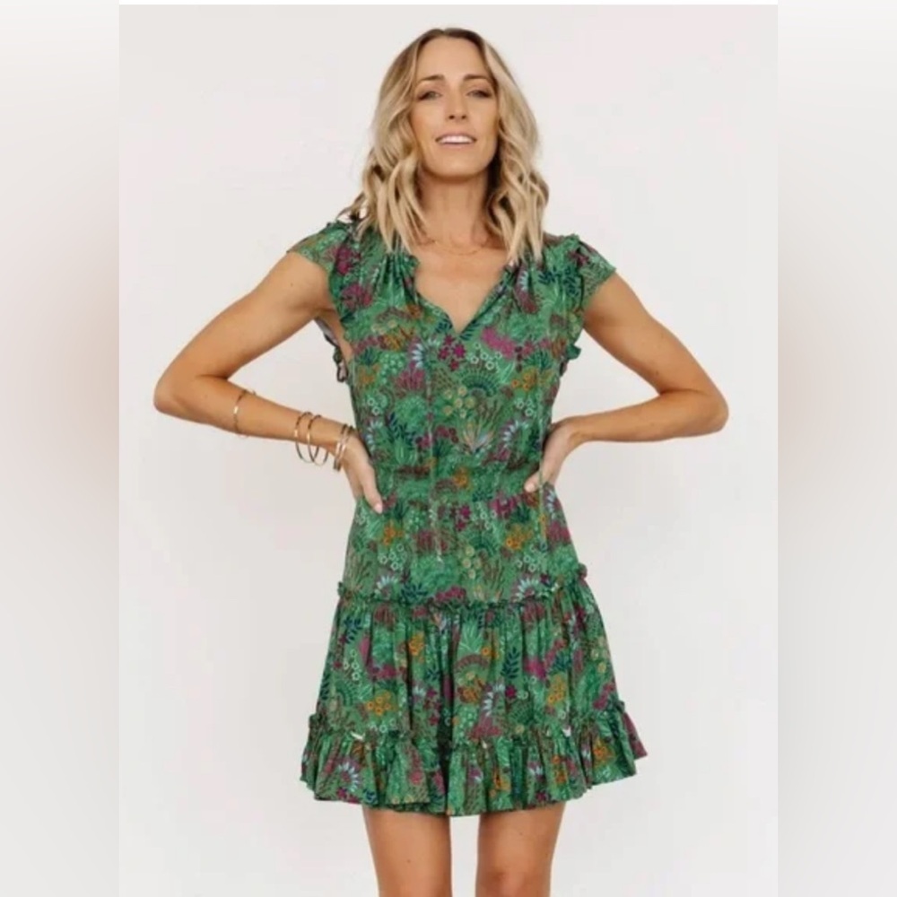 Baltic Born Green Floral Mini Dress